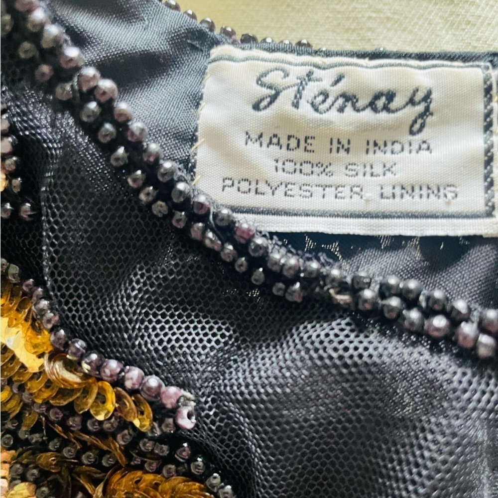 Vintage Stinay 100% Silk Beaded Sequin Top - Picture 12 of 12
